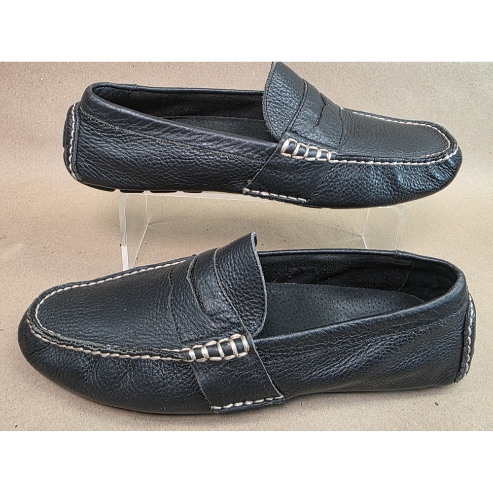 Polo Ralph Lauren (Sz 9 D) Telly Driving Shoes Loafers Black Pebbled Leather